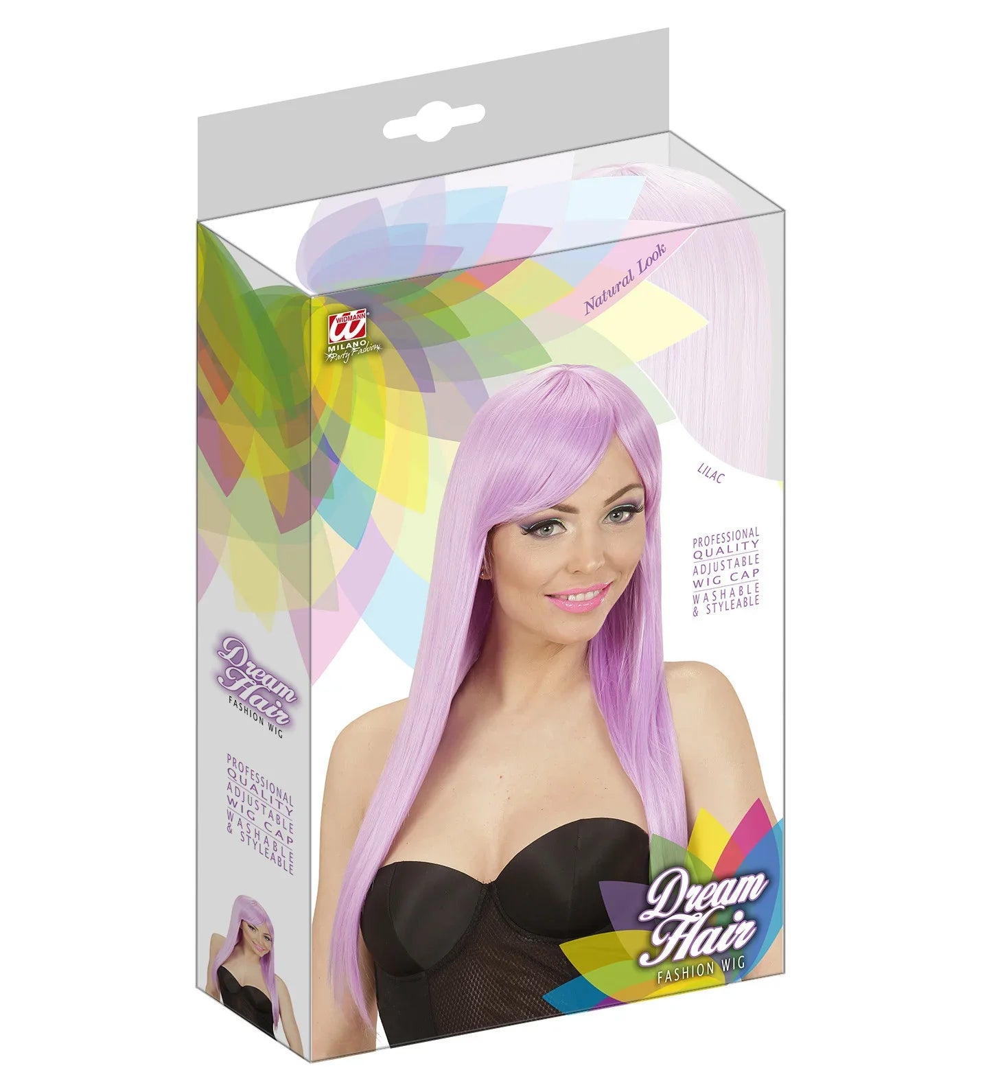 Peluca Lila Larga Lisa con Flequillo Pelucas Moradas Widmann